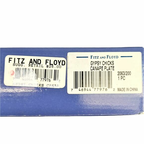 Fitz and Floyd Essentials Gypsy Chicks Canapé Plate Dish Chicken Appetizer ©2001 - Picture 6 of 6